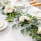 Elegant Wedding Garland – Artificial White Rose & Greenery Floral Runner, Flexible Table & Arch Decor