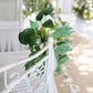 Elegant Artificial Wedding Chair Flowers – White Rose Aisle Decor with Greenery, Chair Back Floral Arrangement for Ceremony & Party