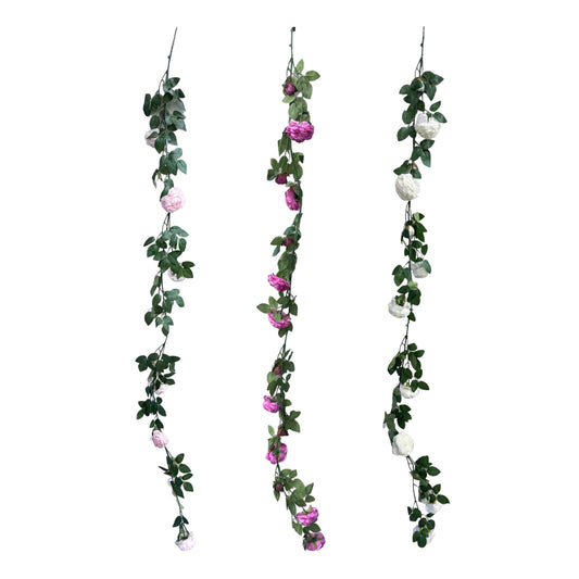 Flexible Artificial Peony Vine for Wall Decor, 70 inches