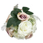 Artificial Rose Wedding Bouquet for Bridal and Bridesmaids in White/Pink with Lace Bow