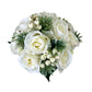 Artificial White Rose Bouquet with Green Foliage for Wedding Bridesmaids
