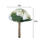 Artificial White Rose Bouquet with Green Foliage for Wedding Bridesmaids