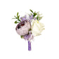 Artificial Rose and Peony Boutonniere & Corsage with Purple Ribbon