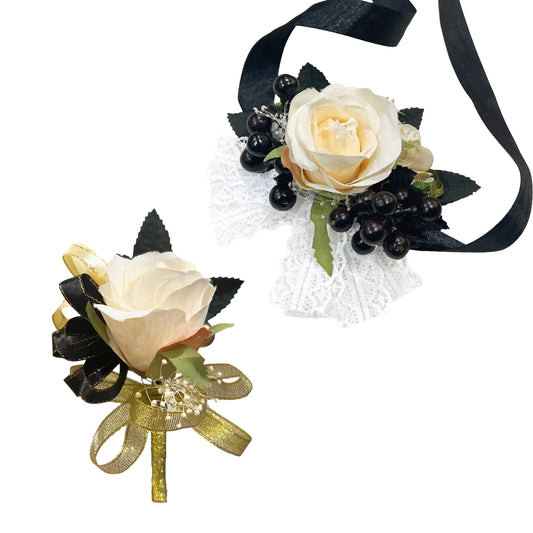Artificial Rose Corsage and Boutonniere